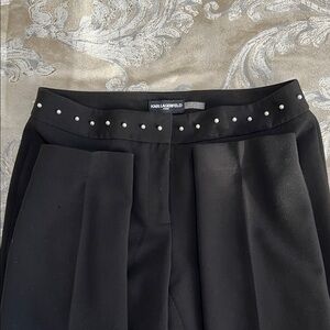Karl Lagerfeld Black Pants with pearls around the waist